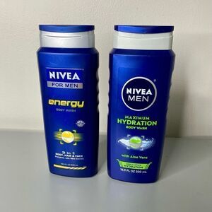 NEW! (2-PACK) Nivea Men Body Wash Mixed Lot Hydration & ENERGY For MEN